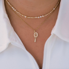 Load image into Gallery viewer, Gold Shimmer Tennis Racket Necklace