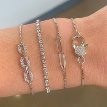 Load image into Gallery viewer, Steph Silver Diamond Chain Slider Bracelet