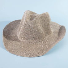 Load image into Gallery viewer, Shimmering khaki cowboy hat on light blue background