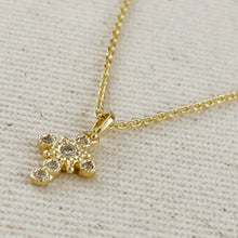 Load image into Gallery viewer, 18k Gold Filled Bezel Cross CZ Necklace