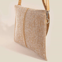 Load image into Gallery viewer, Taupe Two Tone Woven Envelope Clutch Bag