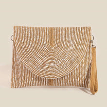 Load image into Gallery viewer, Taupe Two Tone Woven Envelope Clutch Bag