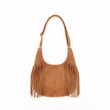 Load image into Gallery viewer, Vegan Suede Fringe Shoulder Bag