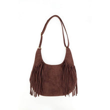 Load image into Gallery viewer, Vegan Suede Fringe Shoulder Bag