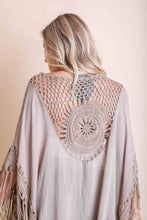 Load image into Gallery viewer, Mocha Crochet Fringe Kimono