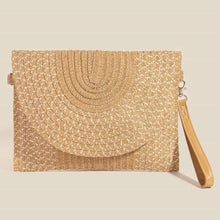 Load image into Gallery viewer, Tan Woven Envelope Clutch Bag