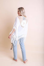 Load image into Gallery viewer, White Crochet Fringe Kimono