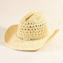 Load image into Gallery viewer, Braided Beads Ivory Straw Cowboy Hat