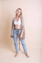 Load image into Gallery viewer, Mocha Crochet Fringe Kimono
