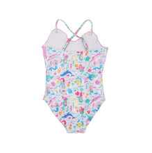 Load image into Gallery viewer, Girls UPF 50+ Mermaid Friends &amp; Shell Swimsuit
