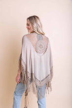 Load image into Gallery viewer, Mocha Crochet Fringe Kimono
