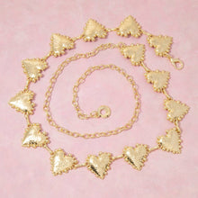 Load image into Gallery viewer, Gold Hammered Heart Chain Belt
