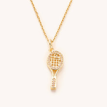 Load image into Gallery viewer, Gold Shimmer Tennis Racket Necklace
