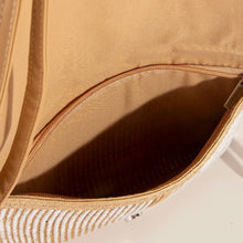 Load image into Gallery viewer, Taupe Two Tone Woven Envelope Clutch Bag
