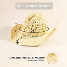 Load image into Gallery viewer, Braided Beads Ivory Straw Cowboy Hat
