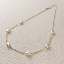 Load image into Gallery viewer, 18k Gold Filled Spaced Baroque Pearls Necklace
