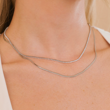 Load image into Gallery viewer, Micro Silver Herringbone Necklace
