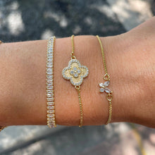 Load image into Gallery viewer, Baguette Crystal Gold Slider Bracelet

