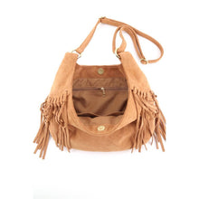 Load image into Gallery viewer, Vegan Suede Fringe Shoulder Bag

