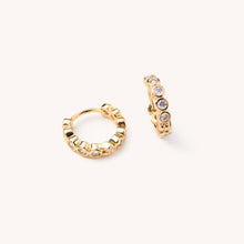 Load image into Gallery viewer, Celia Circle Gem Gold Huggies
