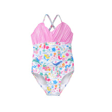 Load image into Gallery viewer, Girls UPF 50+ Mermaid Friends &amp; Shell Swimsuit
