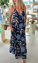 Load image into Gallery viewer, Navy Botanical Maxi Dress
