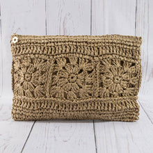 Load image into Gallery viewer, Straw Crochet Flower Clutch
