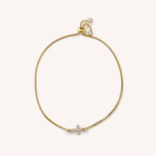 Load image into Gallery viewer, Crystal Cross Gold Slider Bracelet
