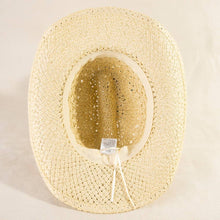 Load image into Gallery viewer, Braided Beads Ivory Straw Cowboy Hat
