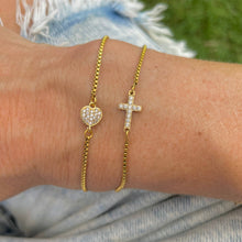 Load image into Gallery viewer, Crystal Cross Gold Slider Bracelet
