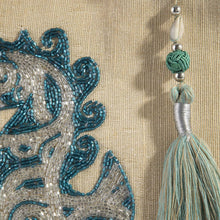Load image into Gallery viewer, Seahorse Embroidered Jute Fringe Panel Tote Bag
