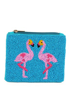 Load image into Gallery viewer, Two Flamingo Beaded Coin Purse
